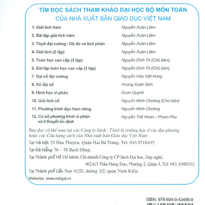 Toán Học Cao Cấp - Tập 2: Phép Tính Giải Tích Một Biến Số (Tái bản lần thứ hai mươi ba) (khổ 14,5x20,5) - Nguyễn Đình Trí (Chủ biên), Tạ Văn Đĩnh, Nguyễn Hồ Quỳnh