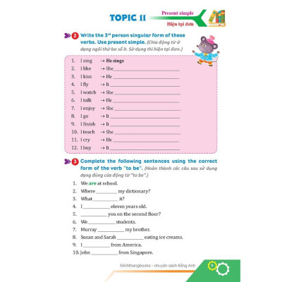 Sách - English Grammar For Kids - Ngữ Pháp Tiếng Anh Tiểu Học - Tập 2 - Có Đáp Án - Minh Thắng