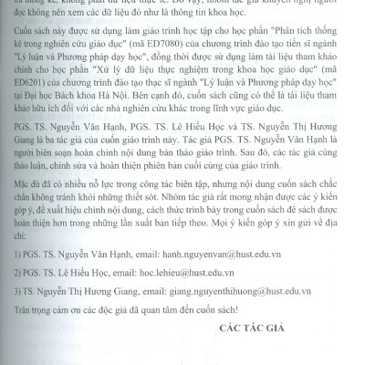 Phân Tích Thống Kê Trong Nghiên Cứu Giáo Dục - PGS.TS. Nguyễn Văn Hạnh, PGS.TS. Lê Hiếu Học, TS. Nguyễn Thị Hương Giang