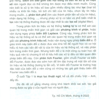 Xử Lý Tín Hiệu Số, Tập 1 (Dùng cho sinh viên các ngành Điện tử, Tự động hóa, Viễn thông, Tin học)