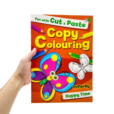 Fun With Cut & Paste Copy Colouring: Butterfly Happy Time