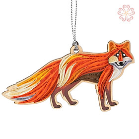 Ornament Nghệ Thuật Làm Từ Giấy Xoắn Kết Hợp Khắc Gỗ Veener Size 6.5x6.5cm Model Cáo 