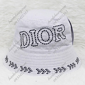 Nón tai bèo cụp 2 mặt thêu rích rắc chữ vành nhỏ 6,5cm, mũ tai bèo vành nhỏ phù hợp cho nữ
