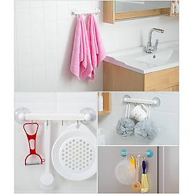 Thanh nhựa 4 móc treo đồ núm hít chân không - New - Hàng Nội Địa Nhật Bản