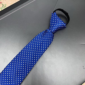 Cà vạt nam mẫu thắt sẵn dây kéo bản nhỏ 6cm mẫu xanh bích chấm trắng