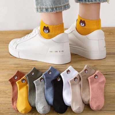 Set  10 đôi tất gấu  , hoa cúc  nữ ,cổ ngắn nhiều màu dễ thương vải cotton đẹp và bền kèm túi dây rút xinh xắn cute cho phái nữ