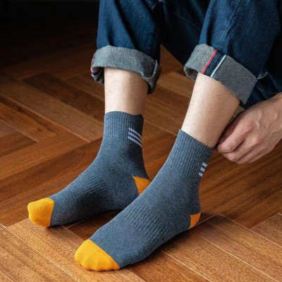 Set 5 đôi tất nam 3 sọc cổ trung, tất nam phong cách vintage Hàn Quốc