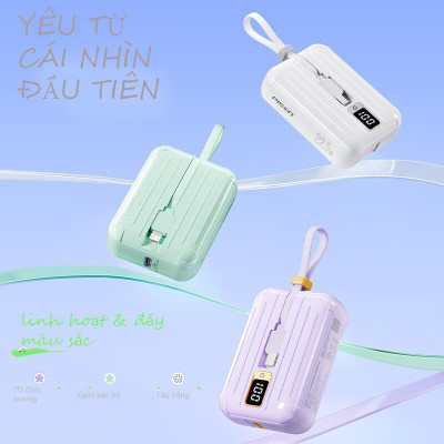 Sạc Dự Phòng Pisen Quick - POWERLink Tiny 22.5W 10000mAh (L & C) - Pisen TS-D326 - Màu Xanh Mint