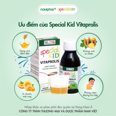 TPBVSK Special Kid Vitaprolis - Hỗ trợ giảm nguy cơ viêm đường hô hấp trên, hỗ trợ tăng cường sức đề kháng (125ml)[Siro - Nhập khẩu Pháp]