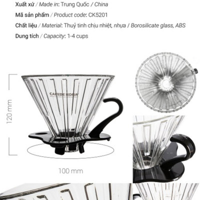 Bộ combo pha cà phê V60 02 màu đen đẳng cấp CAFE DE KONA