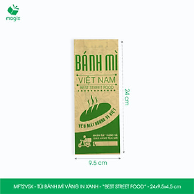  MFT2V5X - 24x9.5x4.5 cm - 100 túi giấy đựng bánh mì, túi đựng thức ăn mang đi, túi take away