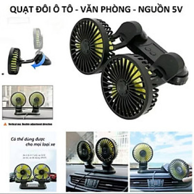 QUẠT ĐÔI 3 CẤP ĐỘ GIÓ SIÊU MÁT TRÊN Ô TÔ VĂN PHÒNG