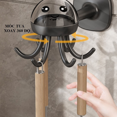 Móc treo hình bạch tuộc 6 tua xoay 360 độ