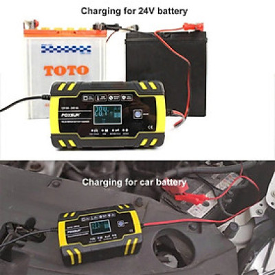 Sạc Ắc Quy Thông Minh Nhật Bản Foxsur  – 12V/24V, Khử Sunfat, Bảo Dưỡng Tự Động, Loại Xịn , đèn led