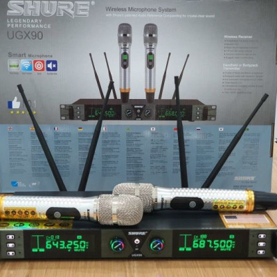 Micro, míc không dây SHURE UGX90 hàng chính hãng, Tay mic kim loại kiểu da cá sang trọng