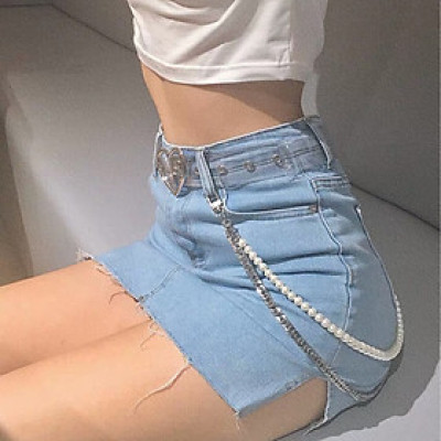 Dây xích đôi ngọc trai đeo quần chain belt body punk