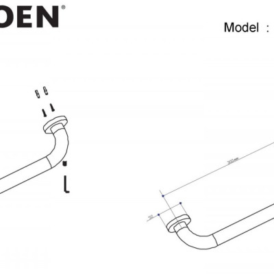 Thanh tay vịn inox nhà tắm 30cm Moen - 90001