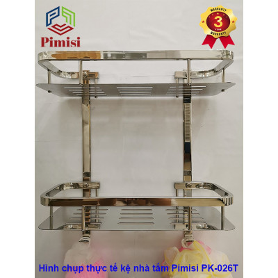 Kệ Nhà Tắm Để Đồ Gắn Tường Phẳng Thẳng Hay Để Góc Pimisi Inox 304 Hình Chữ Nhật Đựng Đồ Trong Phòng Tắm Sáng Bóng Dễ Vệ Sinh Hoặc Kệ Nhà Bếp 1 - 2 Tầng Thông Minh Gắn Tường Bằng Khoan Đinh Vít Chắc Chắn | Hàng Chính Hãng