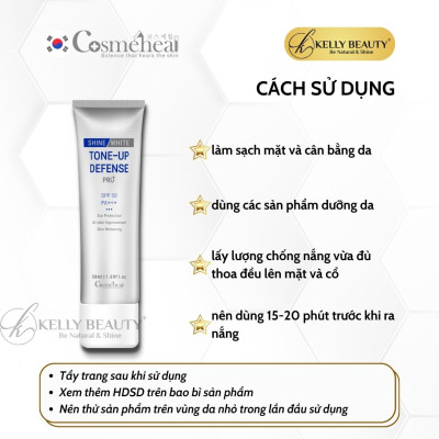 Cosmeheal ToneUp Defense Pro+ SPF 50, PA+++ - Kem Chống Nắng Nâng Tone, Dưỡng Trắng, Bảo Vệ Da | Kelly Beauty