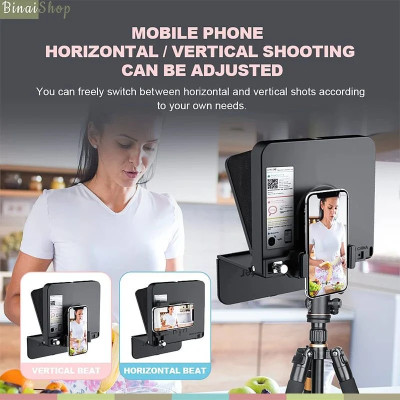 Lensgo Teleprompter TC7 - Máy Nhắc Chữ Mini Cho Biên Tập Viên, MC Truyền Hình, Kích Thước Nhỏ Gọn, Dùng Cho Điện Thoại, Máy Ảnh - Hàng Chính Hãng