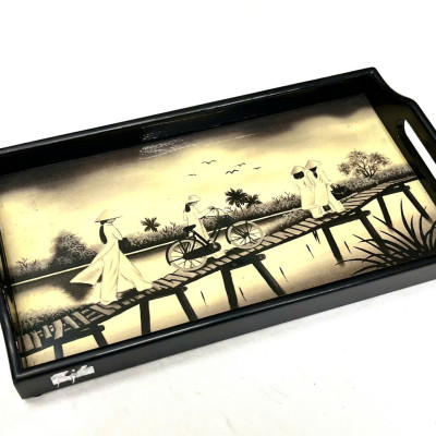 Khay sơn mài cao cấp KC11 size 27x15x2.5 cm đẹp mắt, sang trọng, quà tặng ý nghĩa