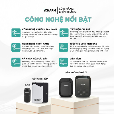 Máy xông tinh dầu, khuếch tán tạo mùi thơm công nghiệp khách sạn, spa, cửa hàng i120 iCHARM