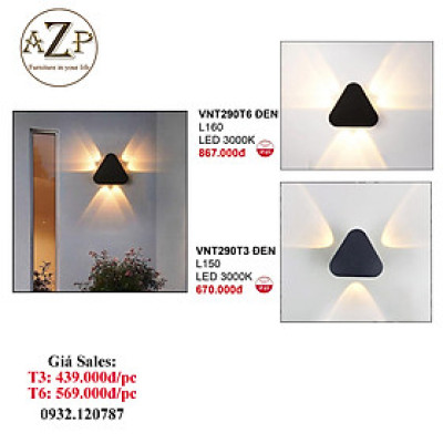AZP - ĐÈN ỐP VÁCH / ĐÈN TRANG TRÍ / ĐÈN TREO TƯỜNG PHÒNG KHÁCH, PHÒNG NGỦ, NHÀ HÀNG, KHÁCH SẠN AZP-VNT290 phong cách đương đại, hàng nhập khẩu AZP