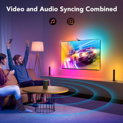 Combo Đèn LED dây đổi màu theo màn hình và Thanh đèn led RGBIC Govee Dreamview TV Backlights T1 Pro H605B (55-65")