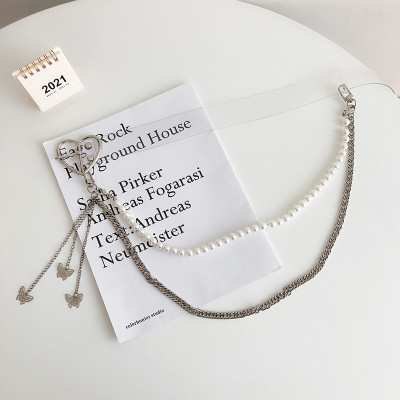 Chuỗi dây xích đeo thắt lưng đeo cạp quần mix tua rua cánh bướm và ngọc trai ấn tượng độc lạ handmade phong cách riêng
