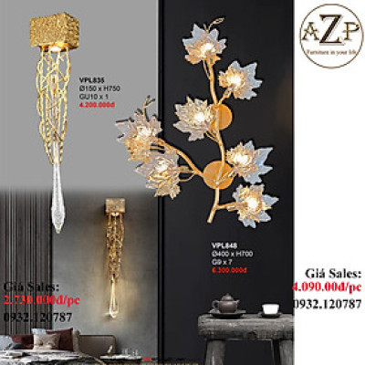 AZP - ĐÈN ỐP VÁCH / ĐÈN TRANG TRÍ / ĐÈN TREO TƯỜNG PHÒNG KHÁCH, PHÒNG NGỦ, NHÀ HÀNG, KHÁCH SẠN AZP-VPL848 / VPL835 phong cách đương đại, hàng nhập khẩu AZP