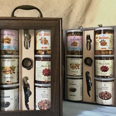 Hộp quà tặng (hộp gỗ) sang trọng với 6 loại hạt cao cấp VIETTIN MART