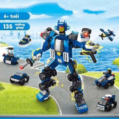 Đồ Chơi Lắp Ráp Chiến Binh Cảnh Sát Siêu Cấp 6 Trong 1 - Super Police Warrior - Toys&Joys 8971-6 (135 Mảnh Ghép)