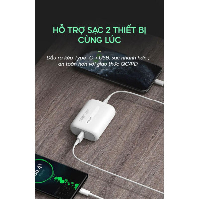 Sạc Dự Phòng Pisen Quick - Power Tiny 20W 10000mAh - Pisen TS-D304 - Màu Trắng