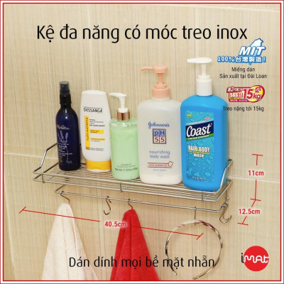 iMat Kệ dán tường nhà bếp, nhà tắm chịu lực siêu dính đa năng, móc treo dán tường cao cấp Happy Home Đài Loan