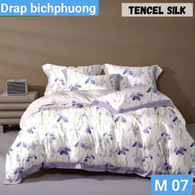 Bộ drap gối Tencel vải Hàn Quốc , đỉnh cao mát , mềm mại { drap và 3 áo gối}