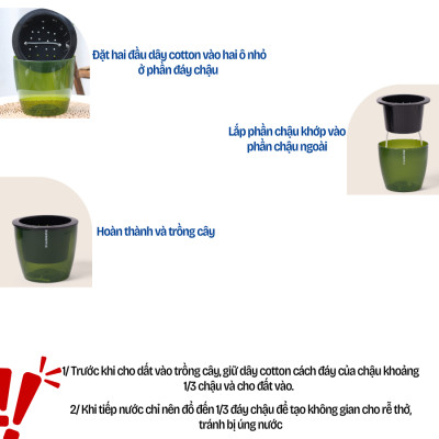 Chậu trồng cây tự tưới MONROVIA H0, chất liệu PP cao cấp, trồng hoa, cây cảnh, trang trí nhà cửa