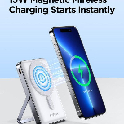 Sạc Dự Phòng Pisen Quick - POWERMag 30W Digital 2-in-1 10000mAh - Màu Trắng