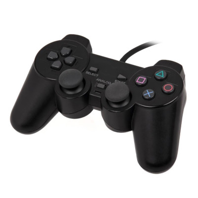 Tay cầm PS2 đen có rung PlayStation PC - Cáp chuyển cổng PS2 sang USB cho PC máy tính bàn laptop - chuyên đá pes - game hành động - miếng lót chuột