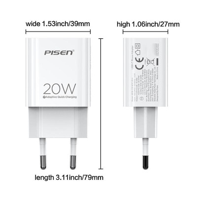 Sạc Nhanh Pisen Quick - Mr White USB-C 20W