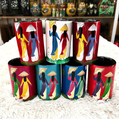 [SƠN MÀI LOẠI 1] Hủ cắm bút sơn mài - Quà Tặng Quà Lưu niệm - Trang trí Decor size 11x7 cm