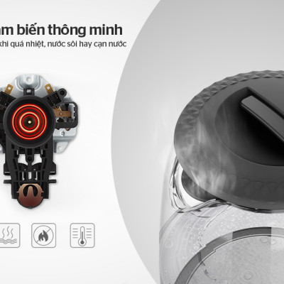 [Hàng Chính Hãng]  Ấm Siêu Tốc Thủy Tinh Sunhouse SHD1215 1.8 Lít - Bảo Hành 12 Tháng Toàn Quốc