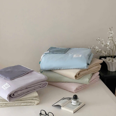 Bộ chăn chần ga gối thêu sợi tencel tự nhiên LIDACO ga phủ chần bông mềm êm decor cho phòng ngủ vintage