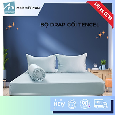 Bộ drap gối MYM chất liệu vải Tencel màu 160CM x 200CM x 30CM