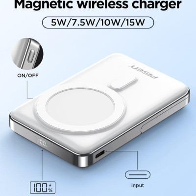 Sạc Dự Phòng Pisen Quick - POWERMag 30W Digital 2-in-1 10000mAh - Màu Đen