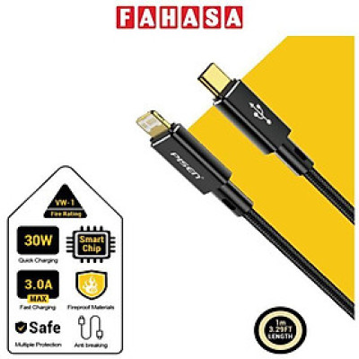Cáp Sạc Nhanh Pisen Quick Platinum Lightning USB-C 1m