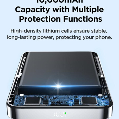 Sạc Dự Phòng Pisen Quick - POWERMag 30W Digital 2-in-1 10000mAh - Màu Đen