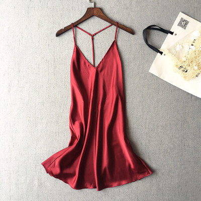 Q112 Váy ngủ lụa dây yếm hở lưng quyến rũ sexy - Đầm ngủ dây yếm hở lưng gợi cảm - Đầm ngủ