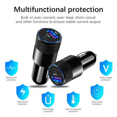Tẩu Sạc Nhanh 15W 2 cổng USB Type-C Màu Đen Đa Năng Cho Xe Hơi Ô Tô  [ Miếng Lót chuột ]