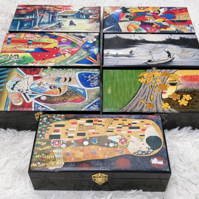 Hộp nữ trang Sơn Mài Cao Cấp Thanh Bình Lê size 14x24x6 cm đựng đồ trang sức, vật dụng nhỏ xinh, trang trí, làm quà tặng ý nghĩa