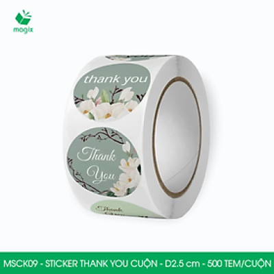 MSCK09 - D2.5 cm - 1 Cuộn 500 sticker thank you tròn, nhãn dán thank you, tem dán cảm ơn